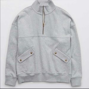 Aerie Luxe Motto Quarter Zip Sweatshirt Size Medium